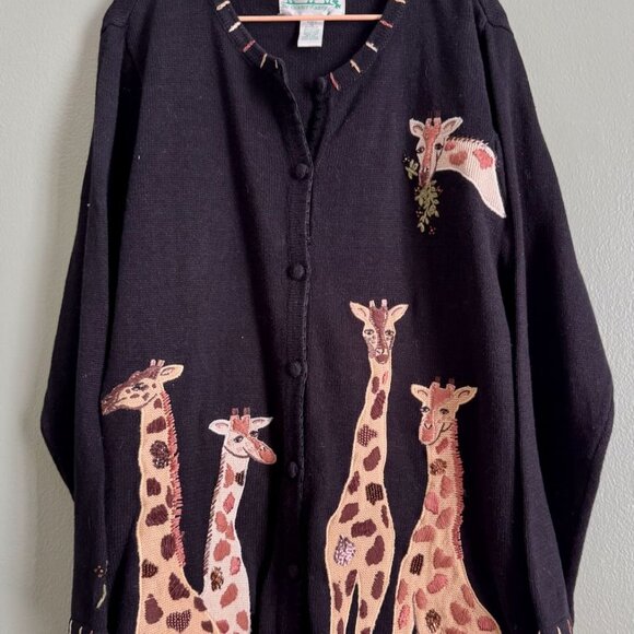 RARE The Quacker Factory Giraffe Beaded Button Cardigan Sweater, Size 1X - Picture 12 of 13